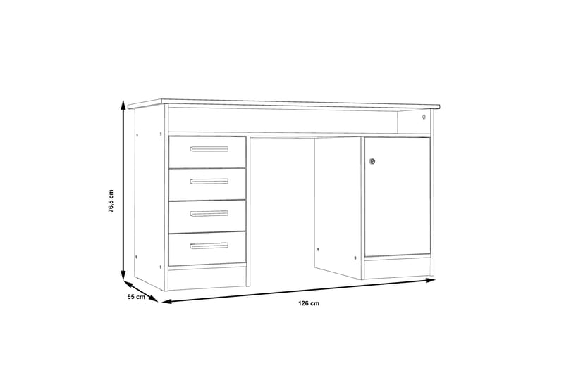 ELIMVILE Skrivbord 126 cm Vit - Skrivbord - Bord