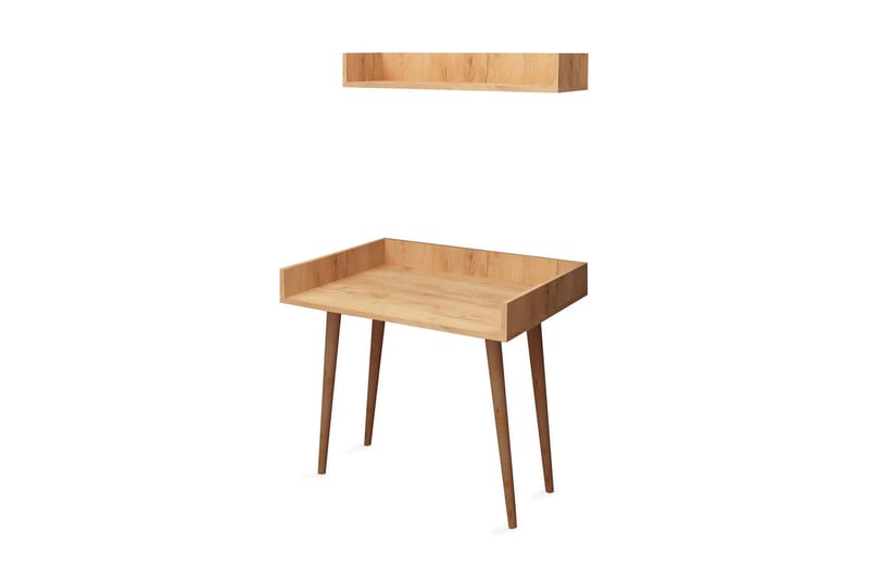 ELLINA Skrivbord 90 cm med Förvaring Vägghylla Trä - Trä - Möbler - Hemmakontor - Skrivbord