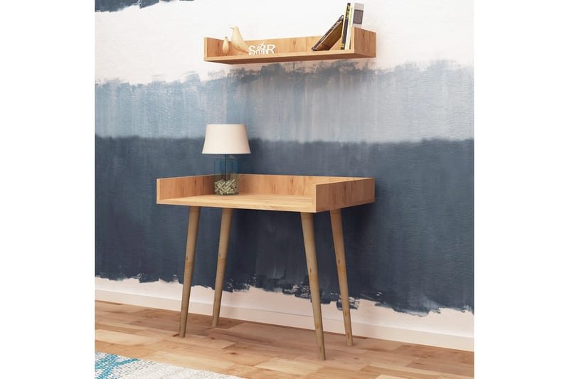 ELLINA Skrivbord 90 cm med Förvaring Vägghylla Trä - Trä - Möbler - Hemmakontor - Skrivbord