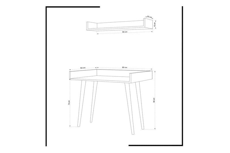 ELLINA Skrivbord 90 cm med Förvaring Vägghylla Trä - Trä - Möbler - Hemmakontor - Skrivbord