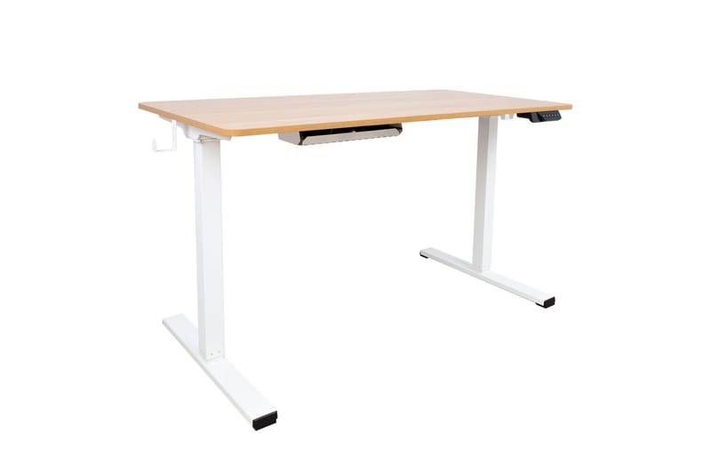 ERGO Skrivbord med 1 motor 120x60 cm Vit/ek - Möbler - Hemmakontor - Skrivbord