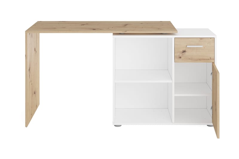 ETTIER Hörnskrivbord 117 cm med Förvaring Ljusbrun/Vit - Möbler - Hemmakontor - Skrivbord