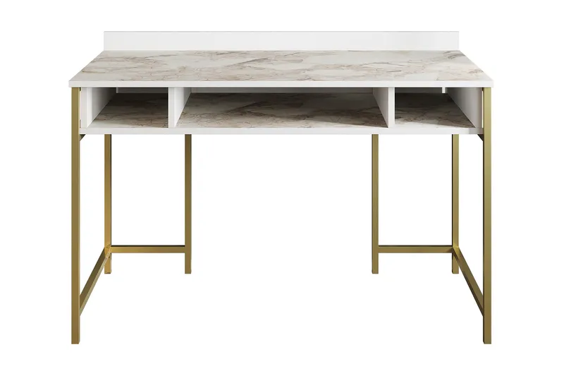Fagersanna Skrivbord 120 cm med Förvaring 3 Hyllor, Guld