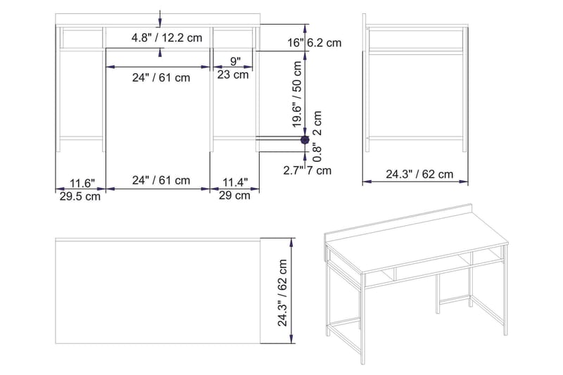Fagersanna Skrivbord 120 cm med Förvaring 3 Hyllor - Guld - Möbler - Hemmakontor - Skrivbord