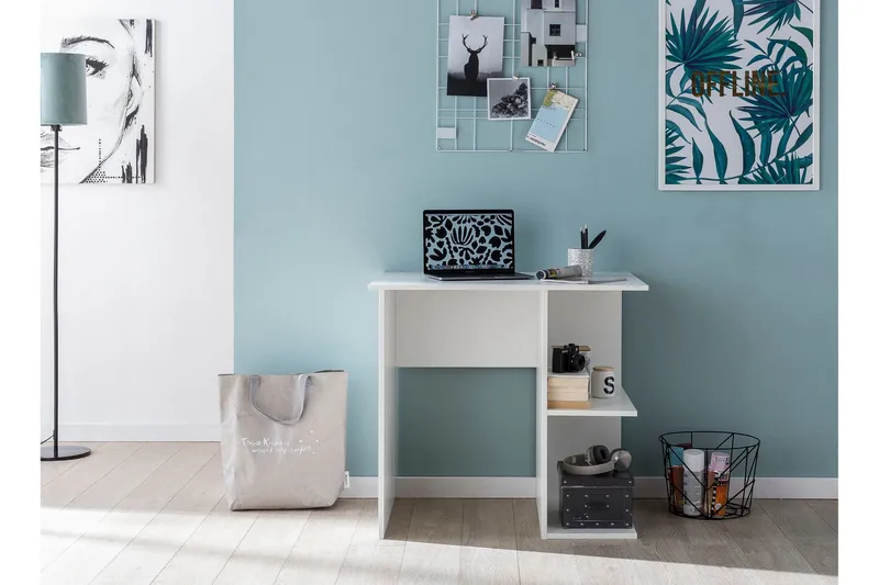 Farleys Skrivbord 82 cm med Förvaring Hyllor - Vit - Möbler - Hemmakontor - Skrivbord