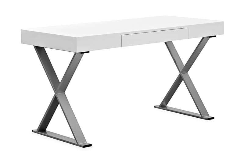 FASO Skrivbord 120 cm med Förvaring Låda Vit/Krom - Skrivbord - Bord