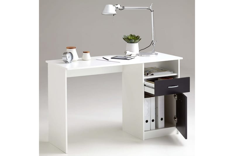 FMD Skrivbord med 1 låda 123x50x76,5 cm vit och svart - Vit - Skrivbord - Bord