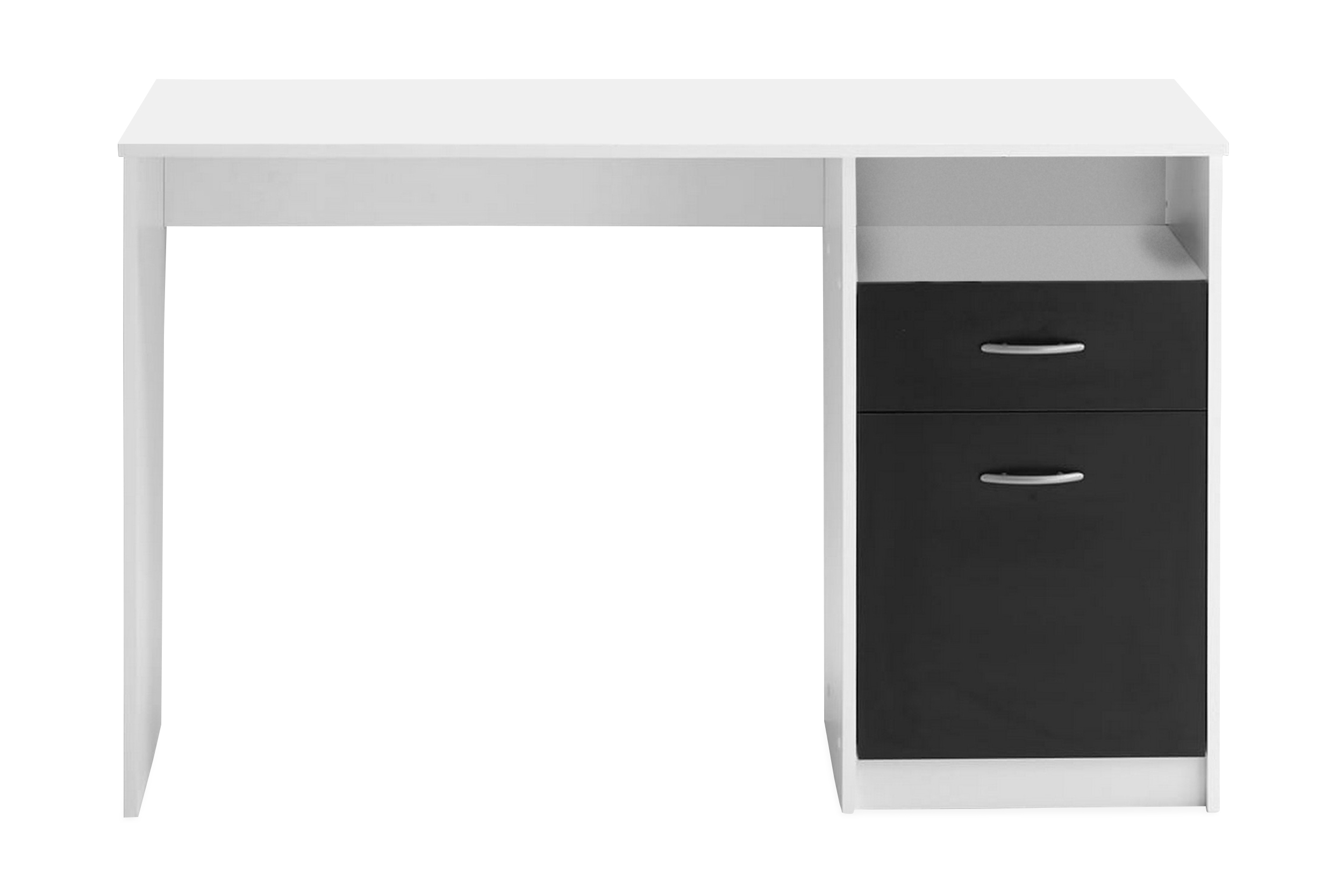 FMD Skrivbord med 1 låda 123x50x76,5 cm vit och svart – Vit