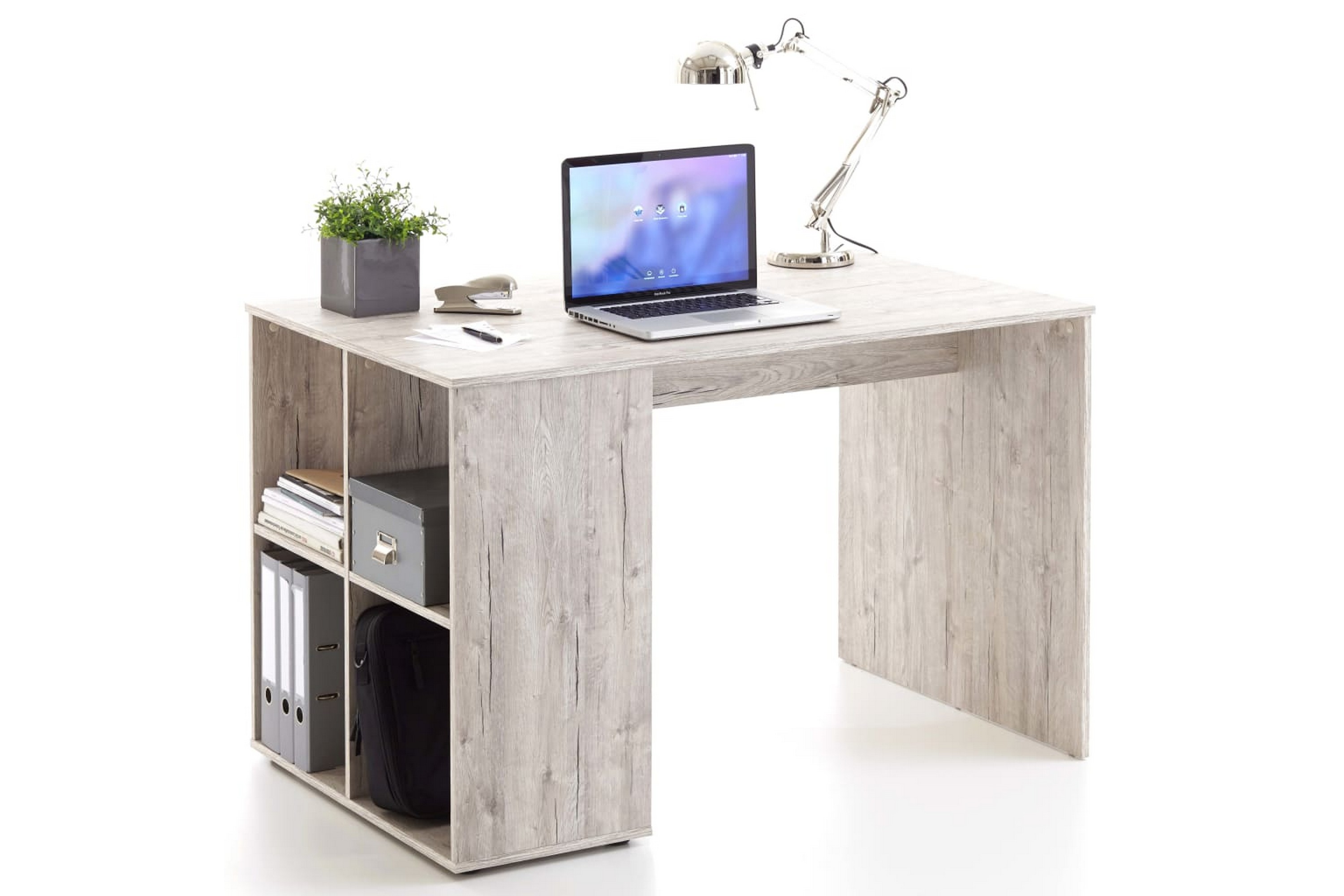 FMD Skrivbord med sidohyllor 117x73x75 cm sandek – Brun
