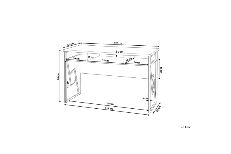 FORRIEN Skrivbord 120 cm med Förvaring Hylla Mörkbrun/Svart - Skrivbord - Bord