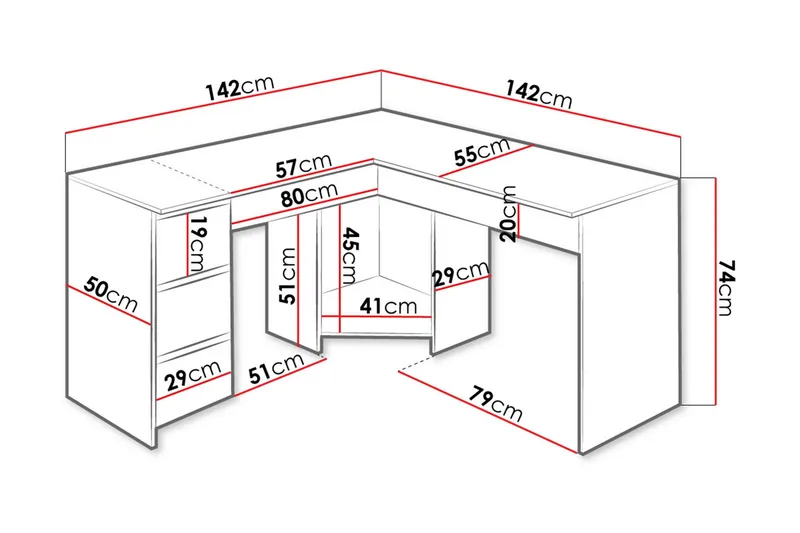 Fotyn Skrivbord 142 cm - Vit - Möbler - Hemmakontor - Skrivbord