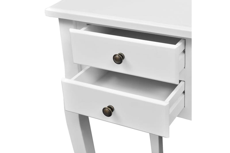 Franskt skrivbord med svängda ben och 5 lådor trä - Vit - Skrivbord - Bord