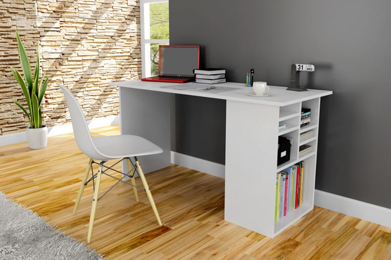 FREDDY Skrivbord 120 cm med Förvaring Hyllor Vit - Vit - Skrivbord - Bord