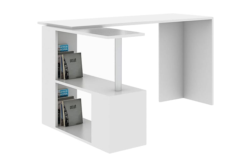 FREDDY Skrivbord 130 cm med Förvaring Hyllor L-form Vit - Vit - Skrivbord - Bord