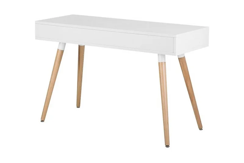 Frisange Skrivbord 120 cm med Förvaring 2 Lådor + Hylla - Vit/Mörkgrå/Brun - Möbler - Hemmakontor - Skrivbord