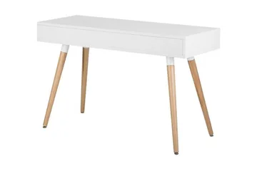 Frisange Skrivbord 120 cm med Förvaring 2 Lådor + Hylla - Vit/Mörkgrå/Brun - Möbler - Hemmakontor - Skrivbord