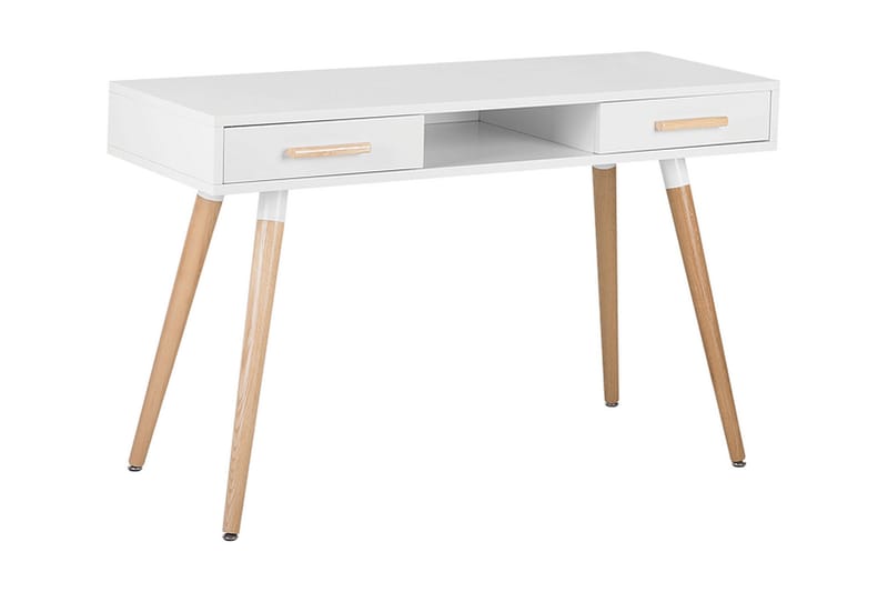 FRISSE Skrivbord 120 cm med Förvaring 2 Lådor+Hylla Vit/Ljus - Möbler - Hemmakontor - Skrivbord