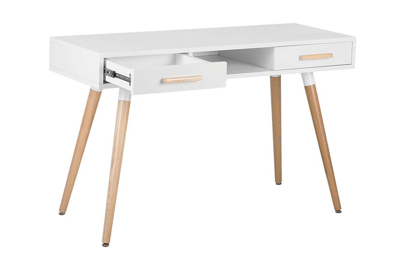 FRISSE Skrivbord 120 cm med Förvaring 2 Lådor+Hylla Vit/Ljus - Möbler - Hemmakontor - Skrivbord