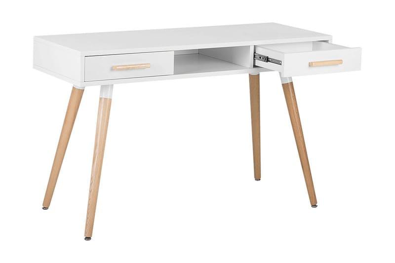 FRISSE Skrivbord 120 cm med Förvaring 2 Lådor+Hylla Vit/Ljus - Möbler - Hemmakontor - Skrivbord
