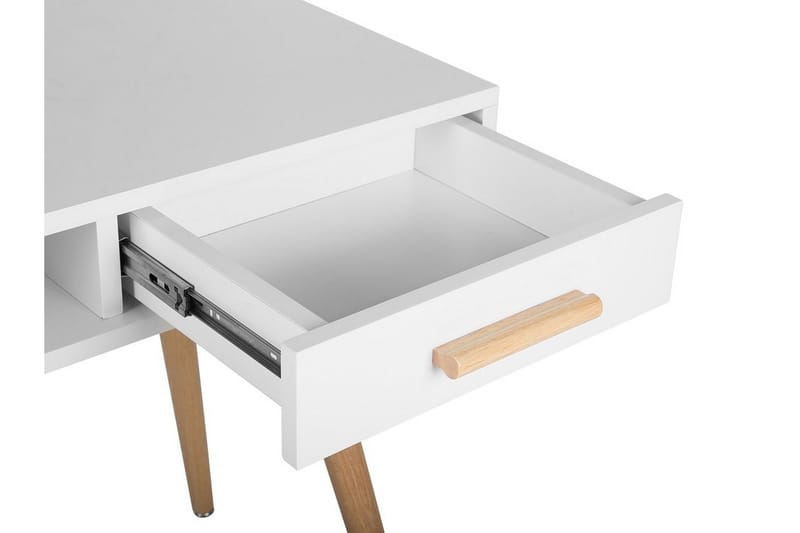 FRISSE Skrivbord 120 cm med Förvaring 2 Lådor+Hylla Vit/Ljus - Möbler - Hemmakontor - Skrivbord