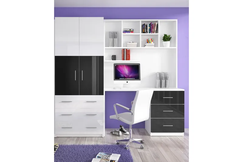 Frosolone Förvaringsskåp med Hylla och Skrivbord 270 cm, Svart