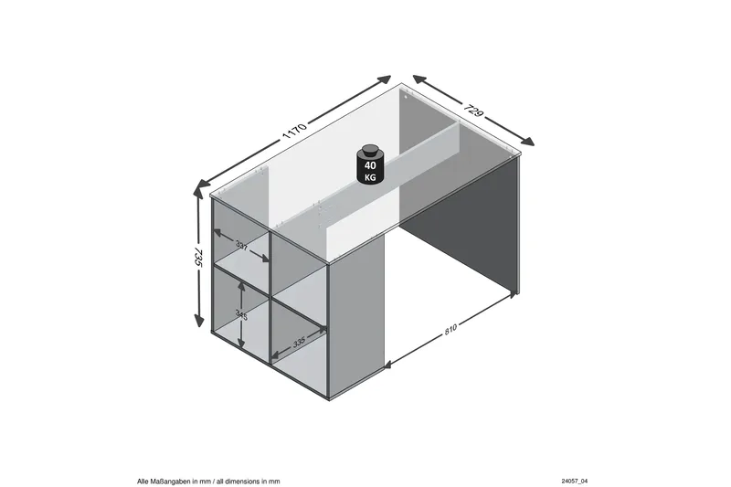 Gent Skrivbord 117 cm med Förvaring Hyllor - Grå/Natur - Möbler - Hemmakontor - Skrivbord