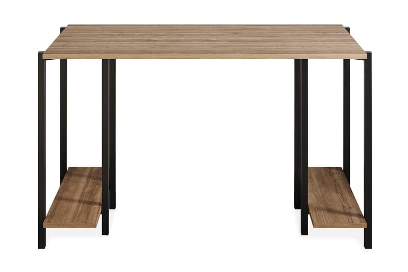 GETTRABO Skrivbord 125 cm med Förvaring 2 Hyllor Natur/Svart - Möbler - Hemmakontor - Skrivbord