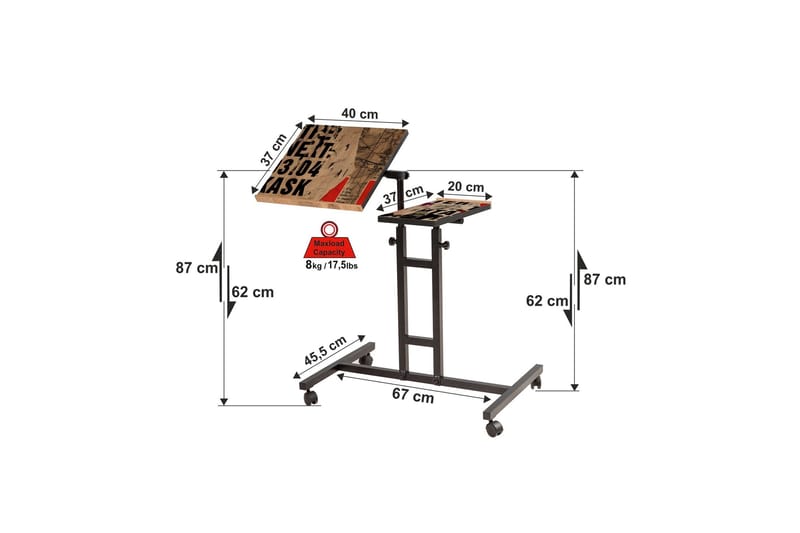 GIRLENE Ståskrivbord 67 cm Trä/natur/Svart - Trä/Natur/Svart - Skrivbord - Bord