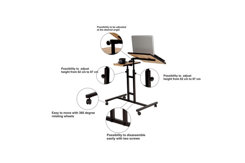 GIRLENE Ståskrivbord 67 cm Trä/natur/Svart - Trä/Natur/Svart - Skrivbord - Bord