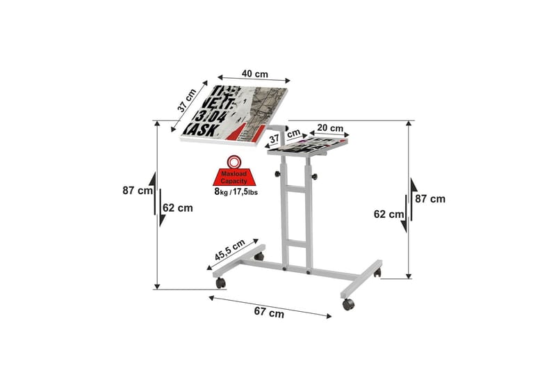 GIRLENE Ståskrivbord 67 cm Vit - Möbler - Hemmakontor - Skrivbord