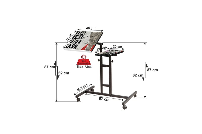 GIRLENE Ståskrivbord 67 cm Vit/Svart - Möbler - Hemmakontor - Skrivbord