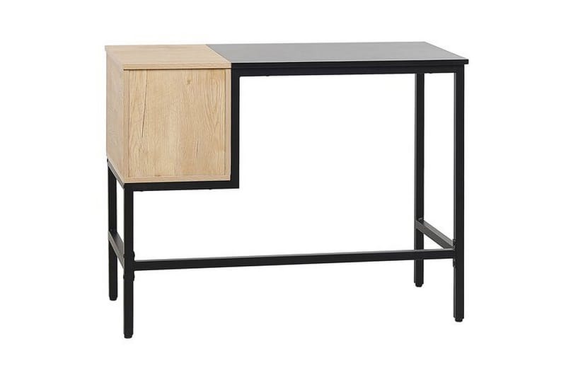 GOLOBO Skrivbord 100 cm med Förvaring 2 Lådor Svart/Ljust Tr - Möbler - Hemmakontor - Skrivbord