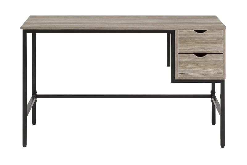 GRANTES Skrivbord 120 cm med Förvaring 2 Lådor Ljusbrun/Svar - Skrivbord - Bord