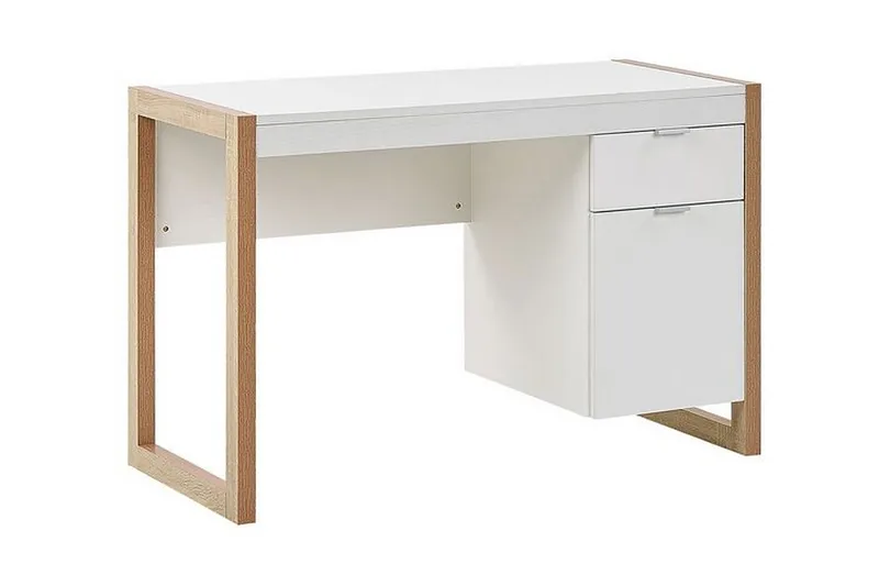 Graysburg Skrivbord 110 cm med Förvaring, Vit/Ljust Trä