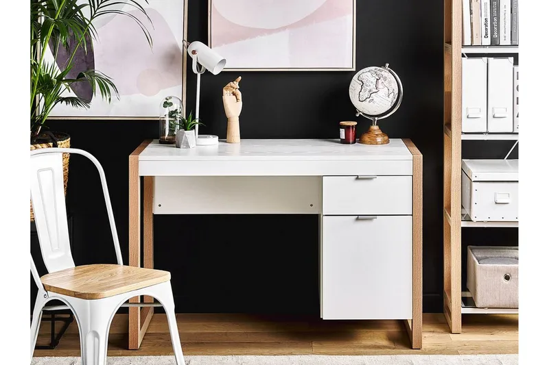 Graysburg Skrivbord 110 cm med Förvaring - Vit/Ljust Trä - Möbler - Hemmakontor - Skrivbord