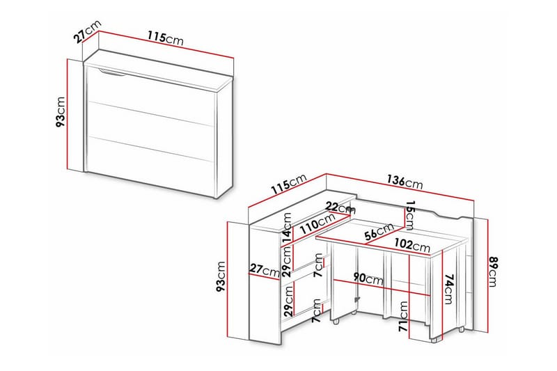 Grianan Skrivbord 136 cm Vit - Skrivbord - Bord