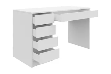 Harland Skrivbord 120 cm med 5 Förvaringslådor - Vit - Möbler - Hemmakontor - Skrivbord