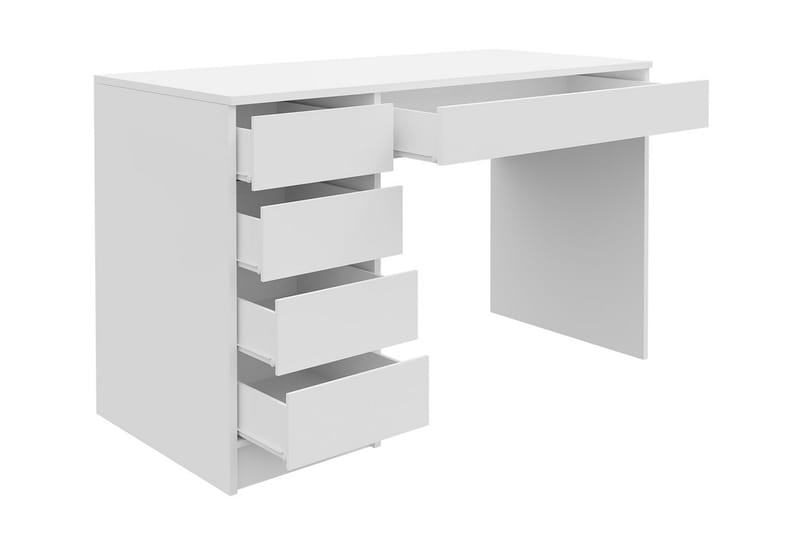 HARRIETTE Skrivbord 120 cm med Förvaring 5 Lådor Vit/Vit Hög - Vit - Möbler - Hemmakontor - Skrivbord