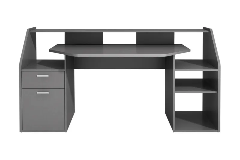 Harvilchuck Skrivbord med Förvaring Hyllor + Låda + Skåp, Grå