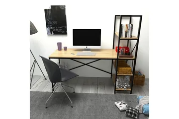 Hejde Skrivbord 160 cm med Förvaring Hyllor - Brun/Svart - Möbler - Hemmakontor - Skrivbord