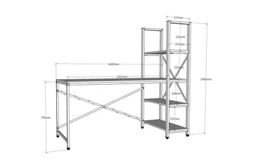 Hejde Skrivbord 160 cm med Förvaring Hyllor - Brun/Svart - Möbler - Hemmakontor - Skrivbord