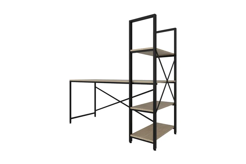 Hejde Skrivbord 160 cm med Förvaring Hyllor - Brun/Svart - Möbler - Hemmakontor - Skrivbord