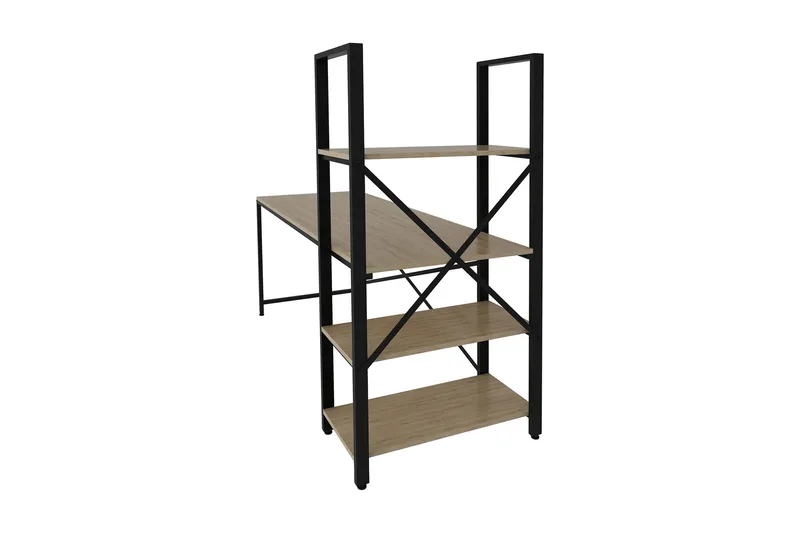 Hejde Skrivbord 160 cm med Förvaring Hyllor - Brun/Svart - Möbler - Hemmakontor - Skrivbord