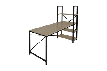 Hejde Skrivbord 160 cm med Förvaring Hyllor - Brun/Svart - Möbler - Hemmakontor - Skrivbord