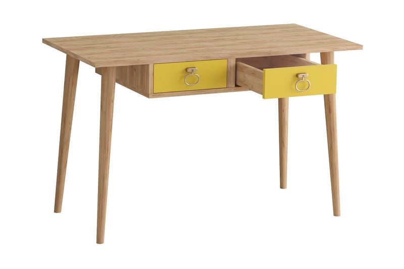 HILARIA Skrivbord 120 cm med Förvaring 2 Lådor Guld/Natur/Gu - Skrivbord - Bord