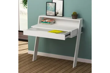 Homitis Väggskrivbord 94 cm med Förvaring Låda + Hylla - Vit - Möbler - Hemmakontor - Skrivbord