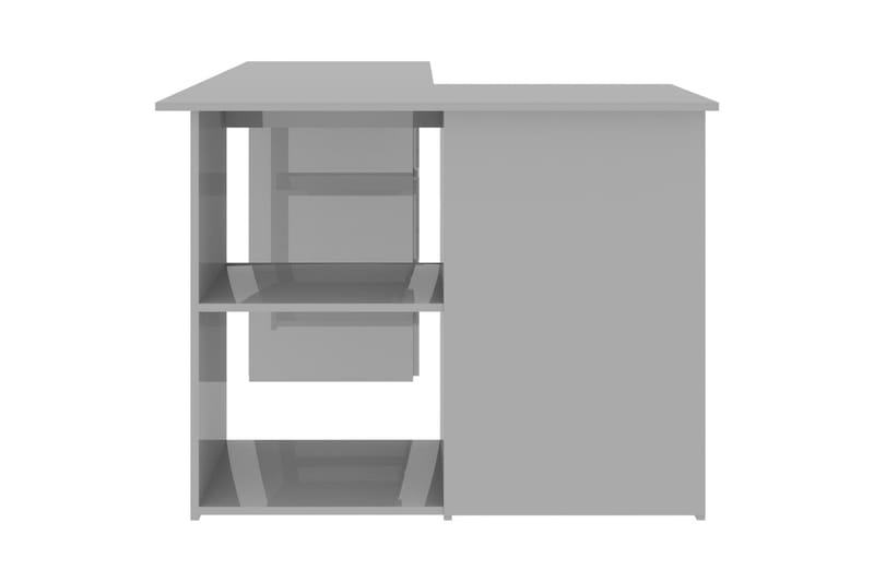 Hörnskrivbord grå högglans 145x100x76 cm spånskiva - Grå - Skrivbord - Bord