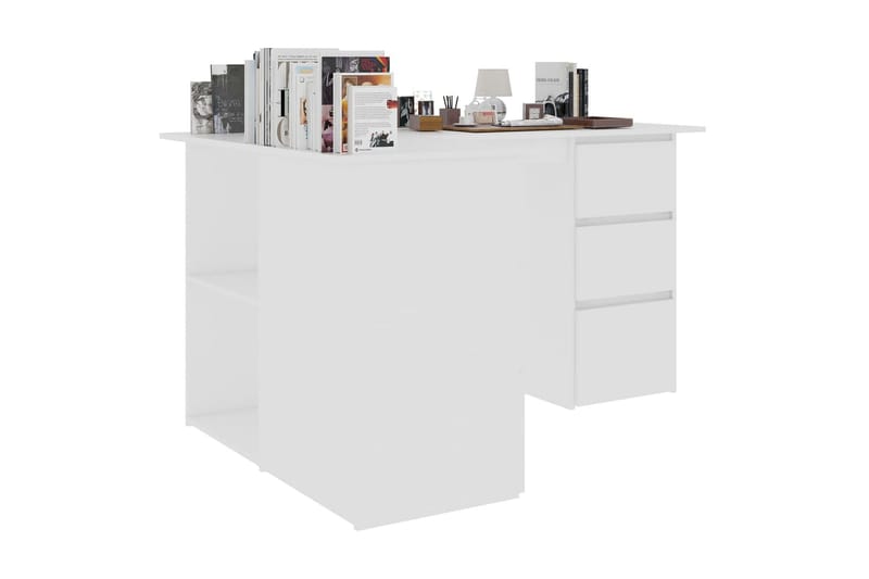 Hörnskrivbord vit 145x100x76 cm spånskiva - Vit - Skrivbord - Bord