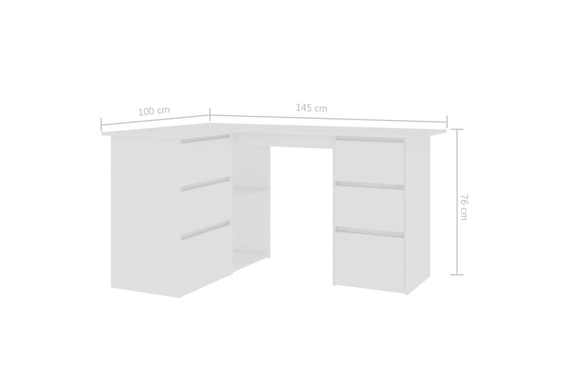 Hörnskrivbord vit 145x100x76 cm spånskiva - Vit - Möbler - Hemmakontor - Skrivbord
