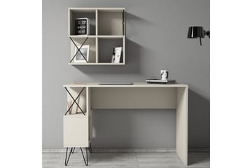 Hovdane Skrivbord 120 cm med Förvaring + 2 Bokhyllor - Krämvit/Svart - Möbler - Hemmakontor - Skrivbord